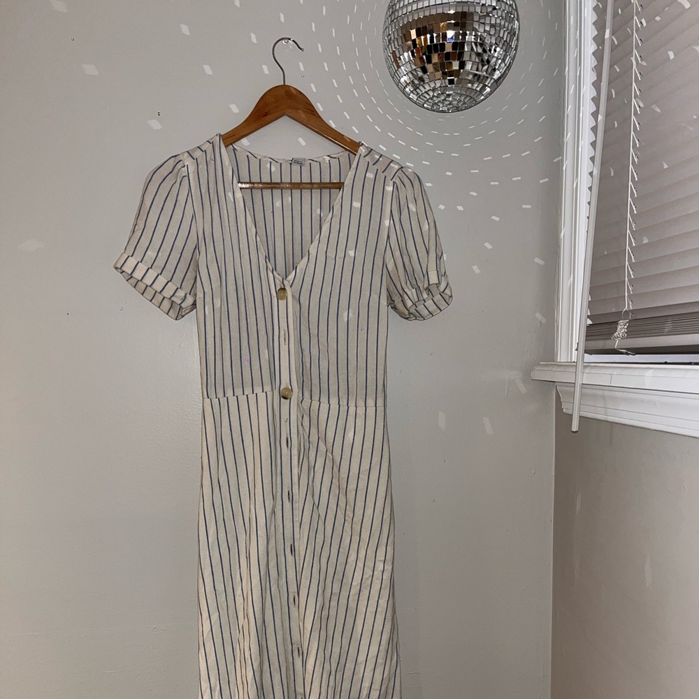 Cream/blue peasant dress